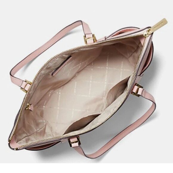 New Michael Kors Charlotte Large Shoulder Tote Saffiano Leather Powder Blush - Picture 3 of 3